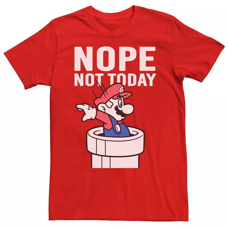 Men's Nintendo Super Mario Warp Pipe Nope Not Today Action Portrait Graphic Tee, Size: 3XL, Red Product Image