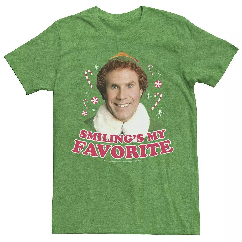 Men's Elf Buddy I Just Like To Smile Text Portrait Tee, Size: Large, Kelly Grey Product Image
