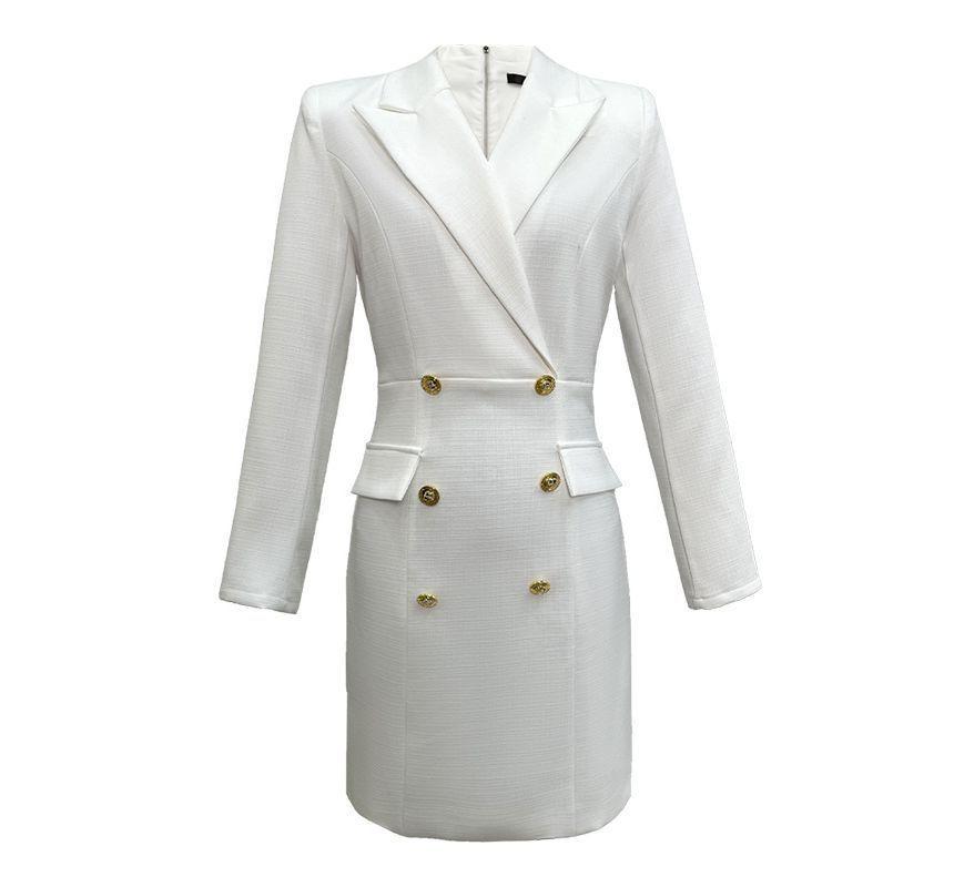Plain Double-Breasted Mini Blazer Dress Product Image