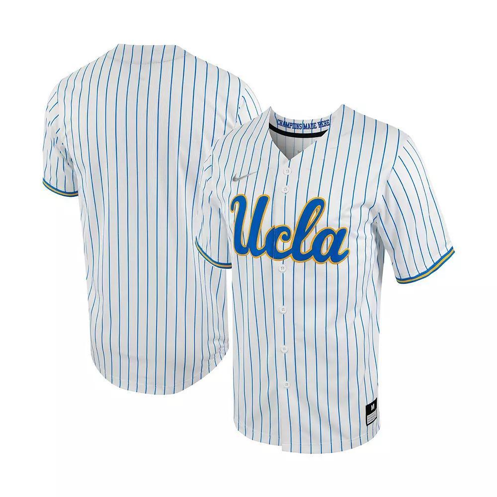 Men's Nike White/Blue UCLA Bruins Pinstripe Replica Full-Button Baseball Jersey, Size: XL Product Image