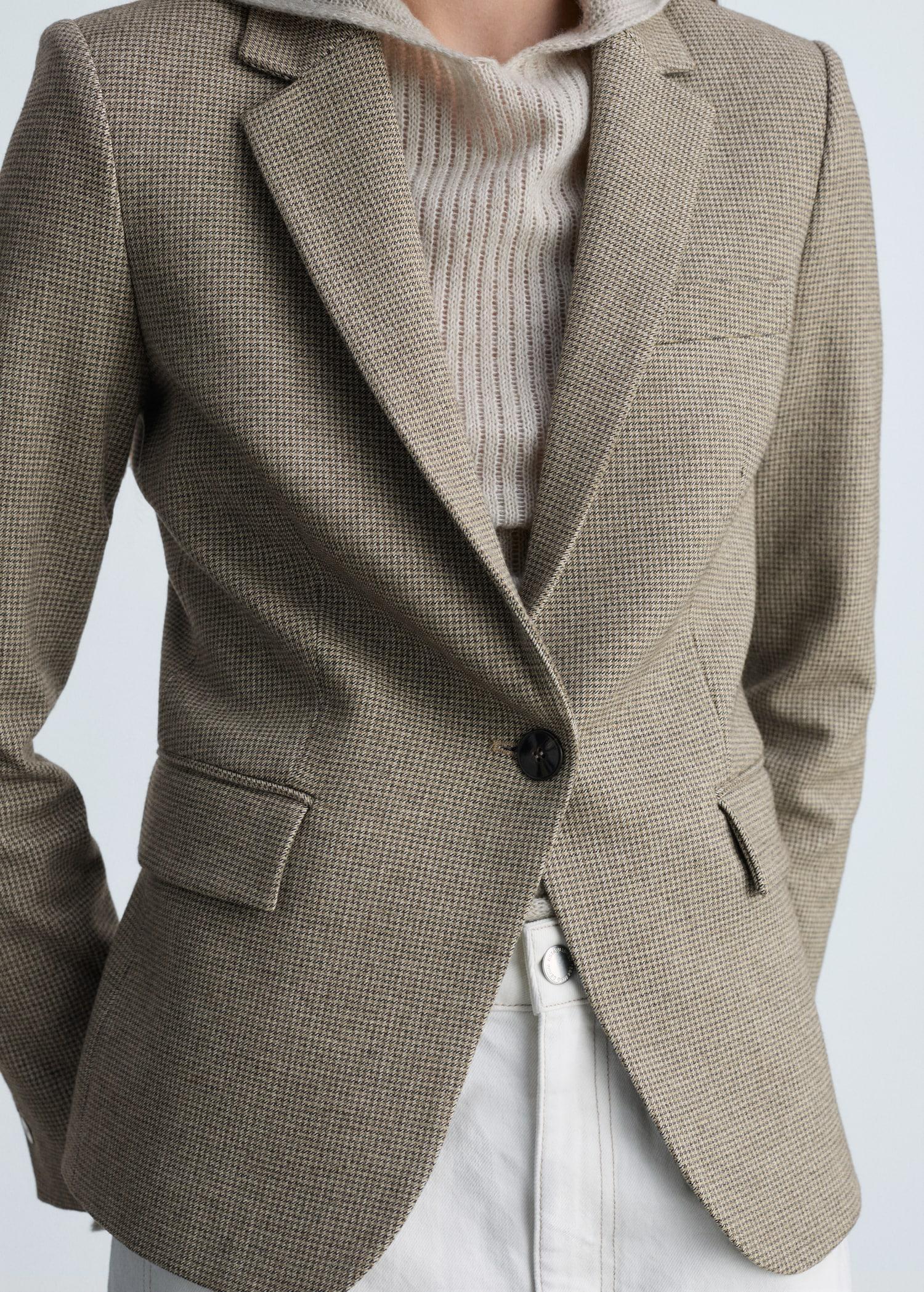Micro-houndstooth tailored jacket - Women | MANGO USA Product Image