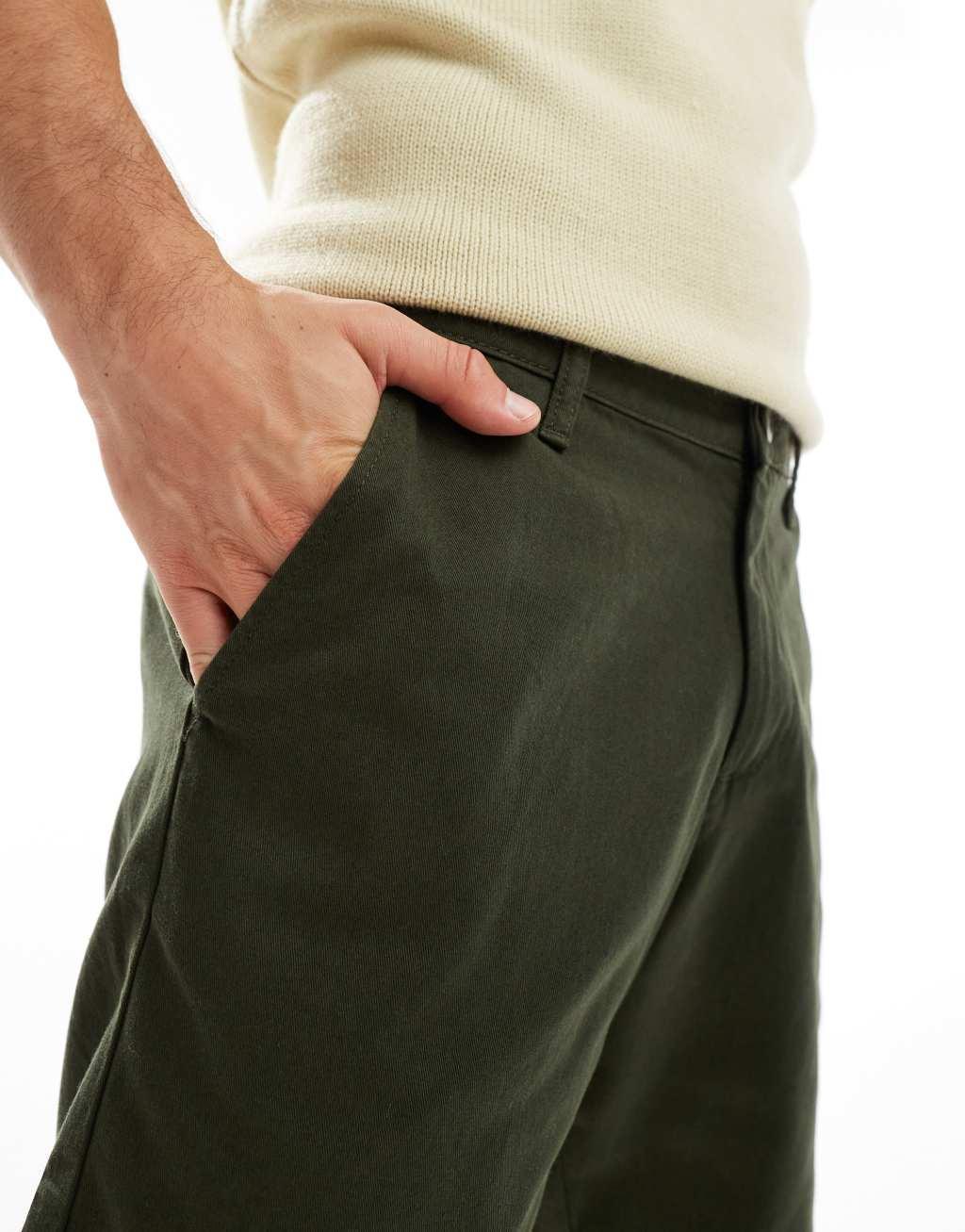 ASOS DESIGN slim stretch chino shorts in khaki  Product Image