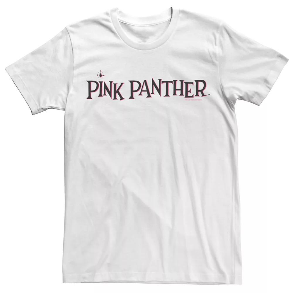 Men's Pink Panther Pink Title Logo Tee, Size: XL, White Product Image