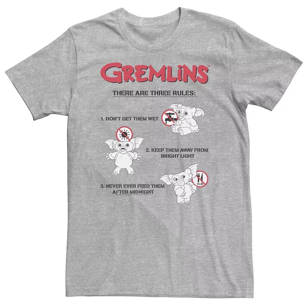 Big & Tall Gremlins There Are Three Rules Tee, Men's, Size: 3XL Tall, Athletic Grey Product Image
