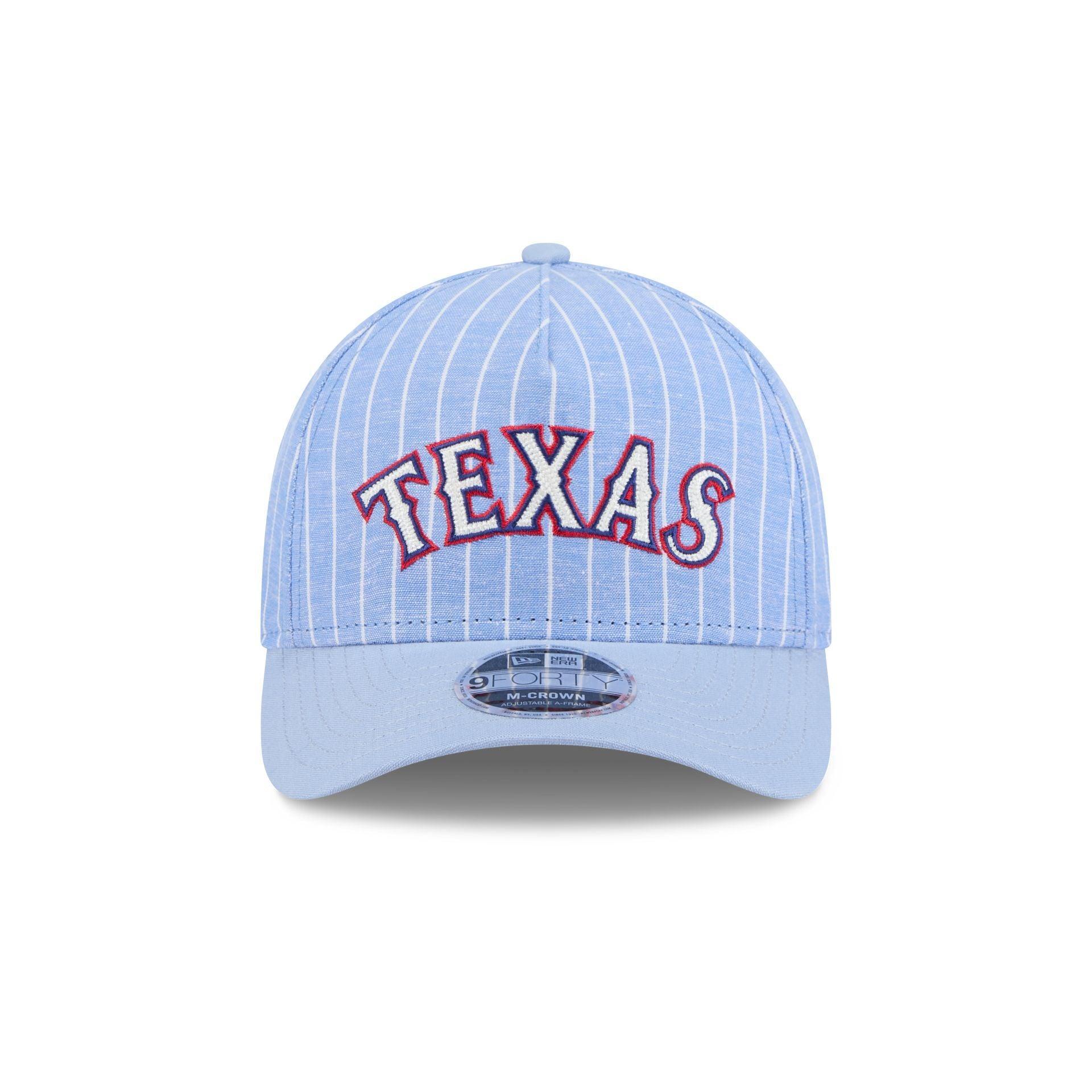 Texas Rangers Pinstripe Linen 9FORTY M-Crown A-Frame Snapback Hat Male Product Image