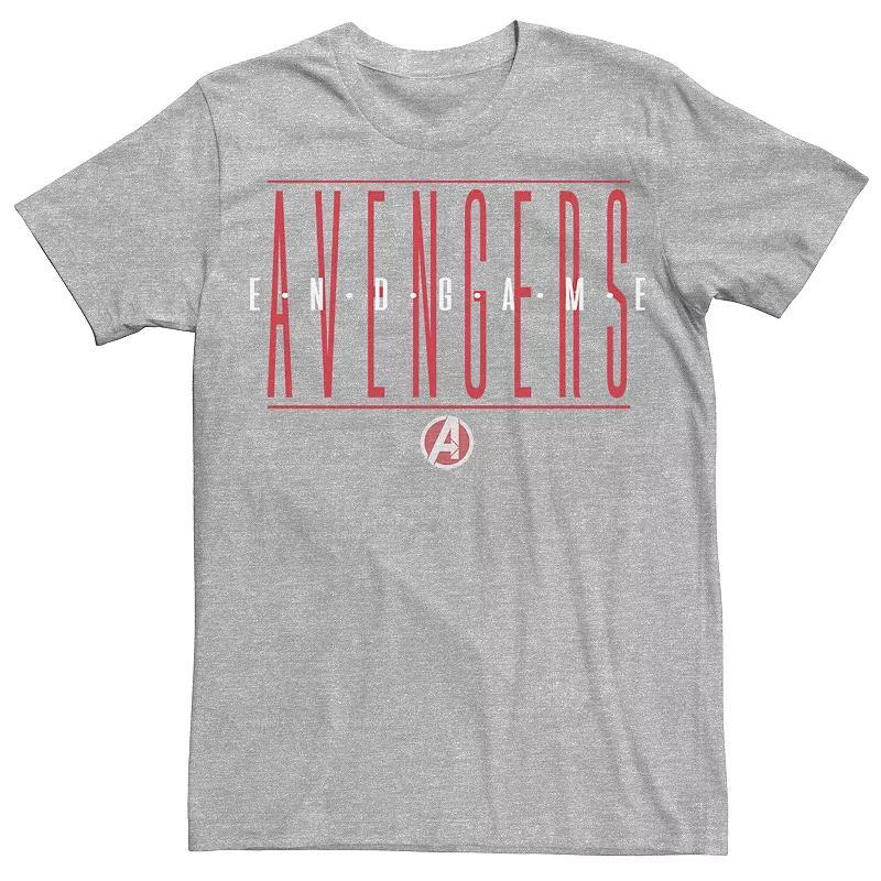 Men's Marvel Avengers Endgame Strike Through Text Tee, Size: Large, Athletic Grey Product Image