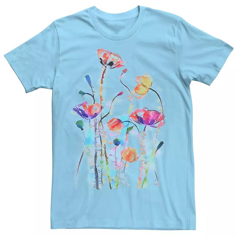 Men's Flowers Art Graphic Tee, Size: Medium, Light Blue Product Image