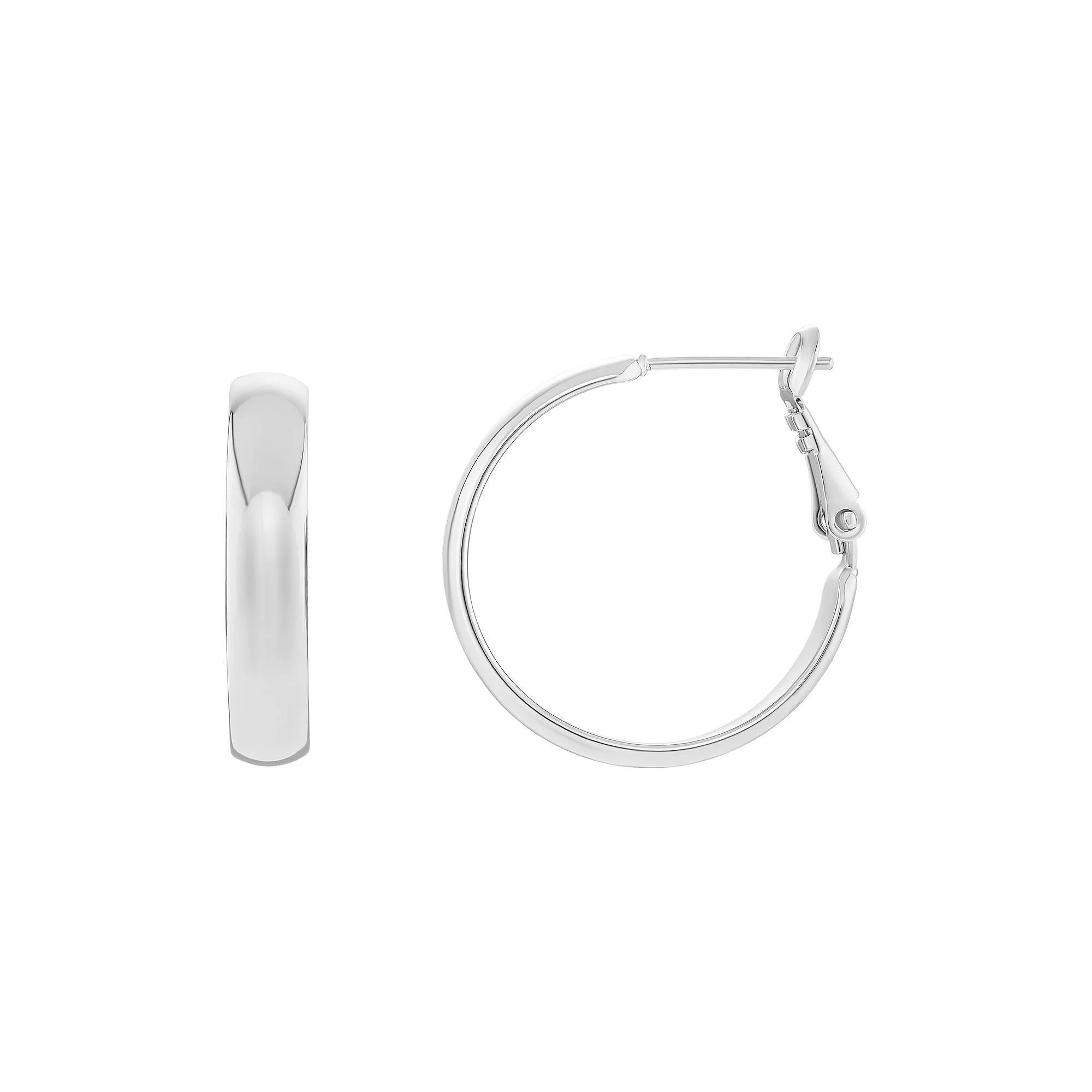 PRIMROSE Polished Dome Hoop Earrings, Women's, Size: 25MM, Silver Tone Product Image