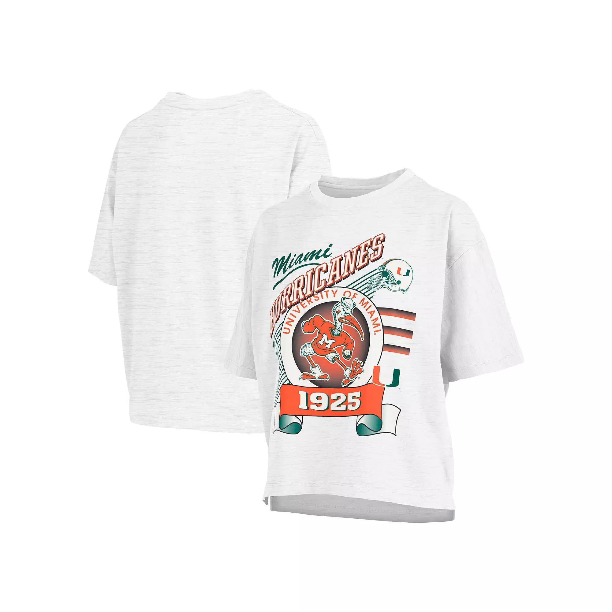 Women's Pressbox White Miami Hurricanes Rock & Roll Slub��T-Shirt, Size: XL Product Image