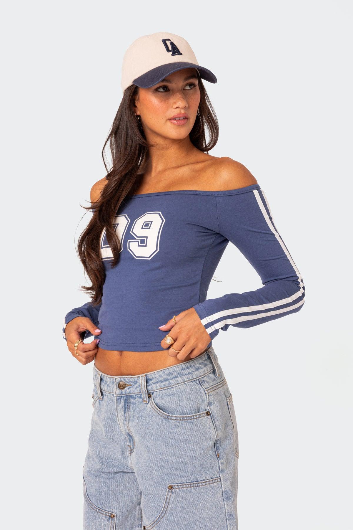 90'S Off Shoulder Long Sleeve T Shirt Product Image