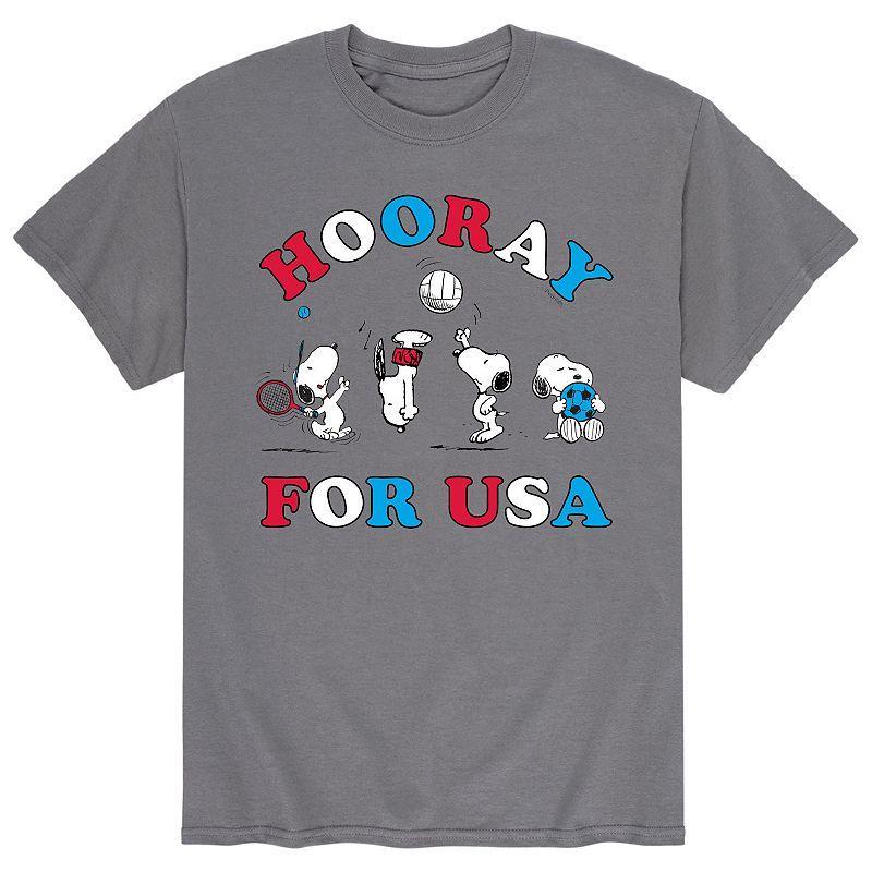 Men's Peanuts Hooray For USA Tee, Size: XXL, Gray Product Image
