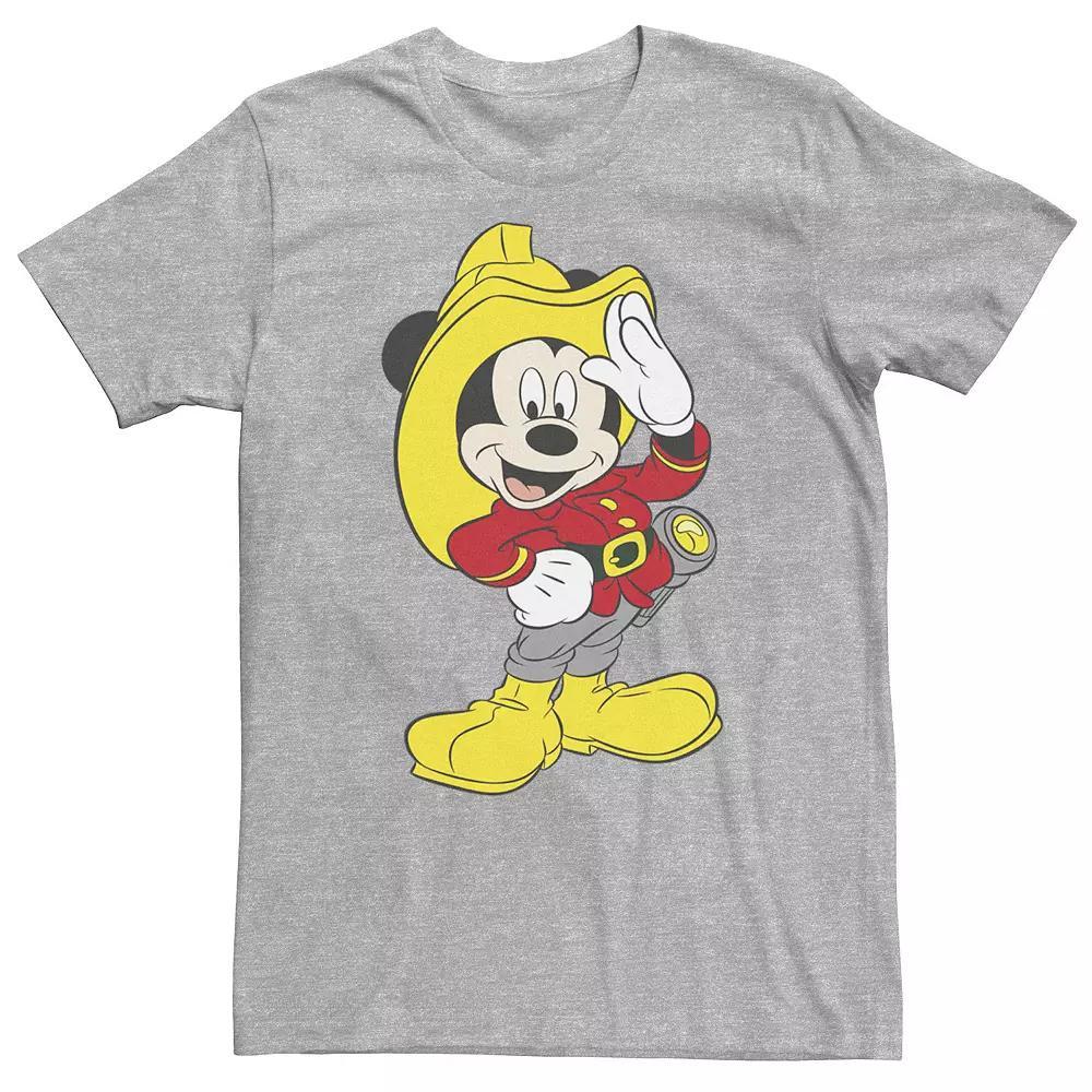 Big & Tall Disney Mickey Mouse Firefighter Outfit Tee, Men's, Size: 4XL Tall, Athletic Grey Product Image