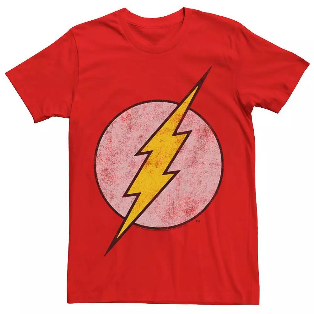 Men's The Flash Classic Logo Distressed Tee, Size: Large, Red Product Image