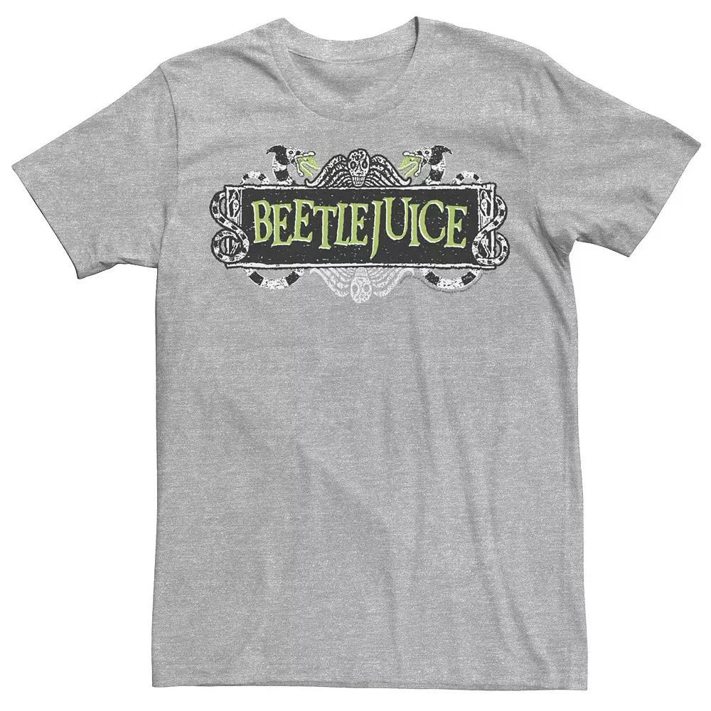 Mens Beetlejuice Snake Large Movie Logo Tee Athletic Grey Product Image