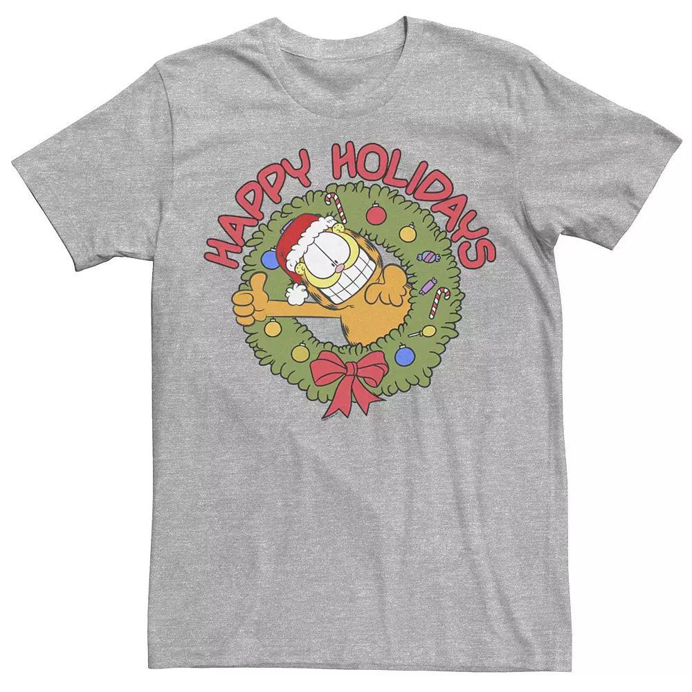 Men's Garfield Wreath Christmas Tee, Size: XL, Athletic Grey Product Image