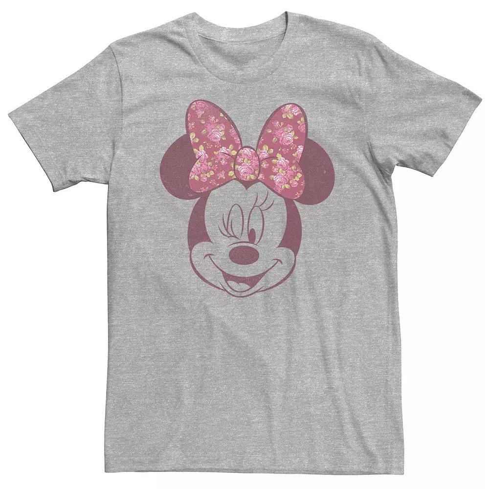 Big & Tall Disney Mickey & Friends Minnie Mouse Floral Bow Portrait Tee, Men's, Size: 3XL, Athletic Grey Product Image