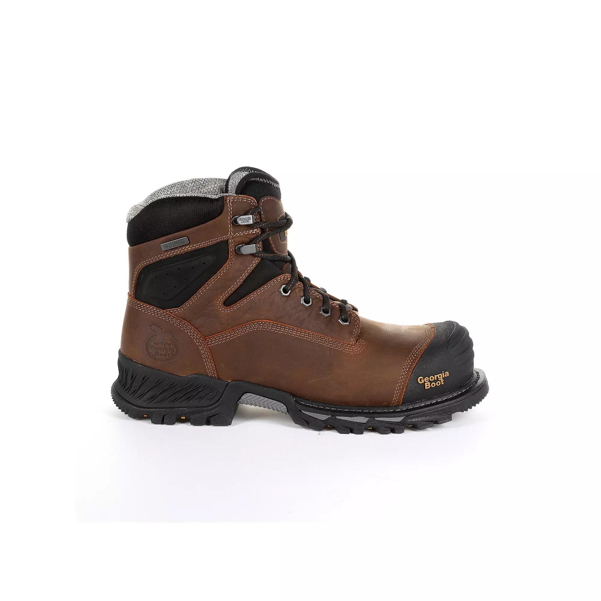 Georgia Boots Rumbler Men's Waterproof Composite Toe Ankle High Work Boots, Size: 12 Medium, Black And Brown Product Image