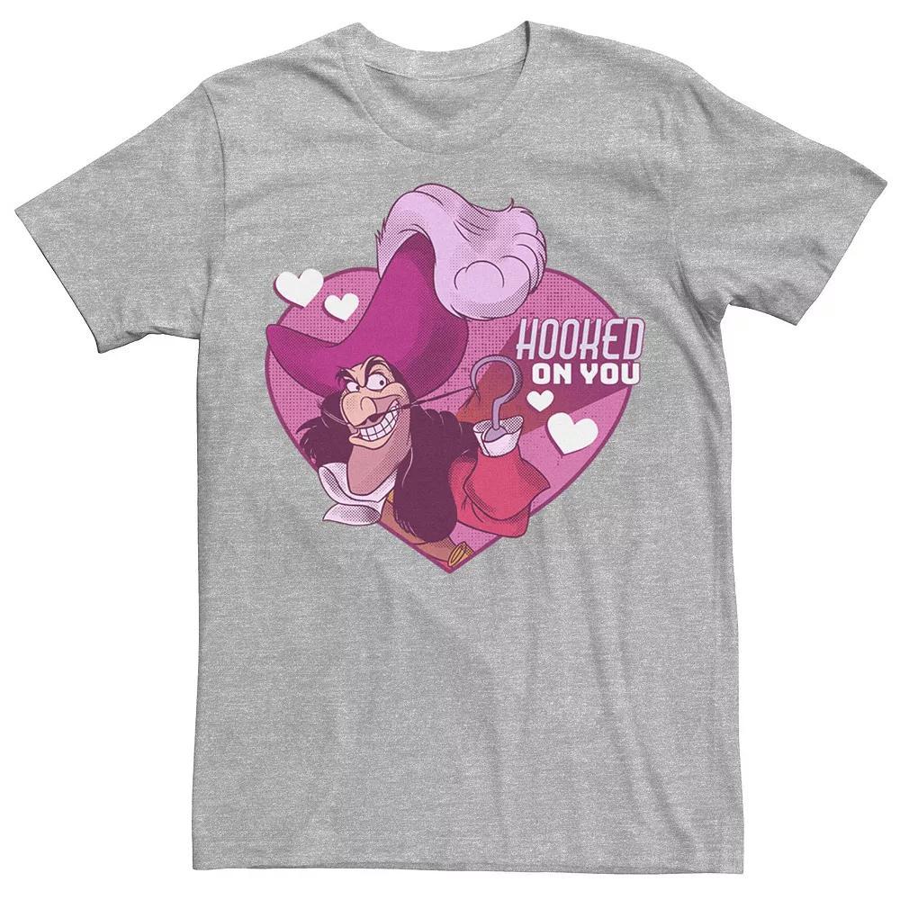 Disney's Villains Captain Hook "Hooked On You" Men's Tee, Size: XS, Athletic Grey Product Image
