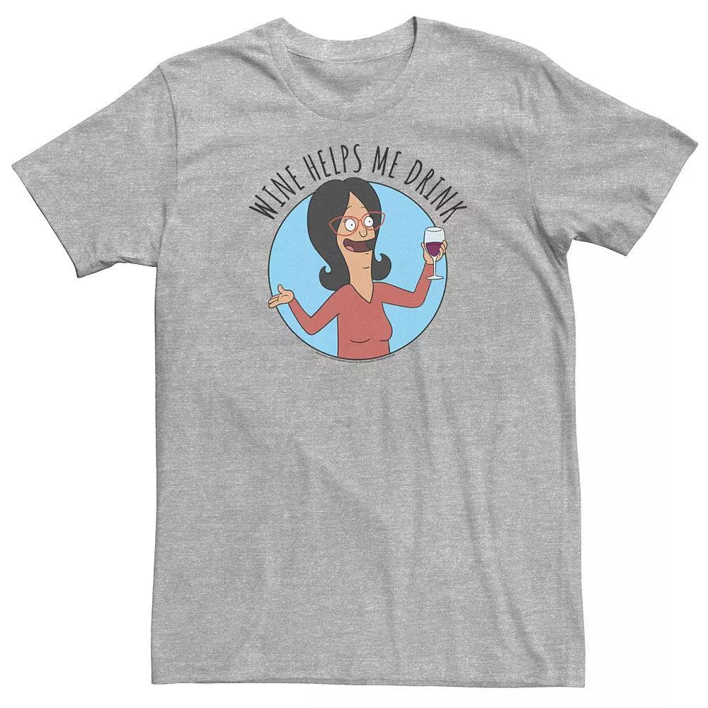 Big & Tall Bob's Burgers Linda Wine Helps Me Drink Tee, Men's, Size: 3XL, Athletic Grey Product Image
