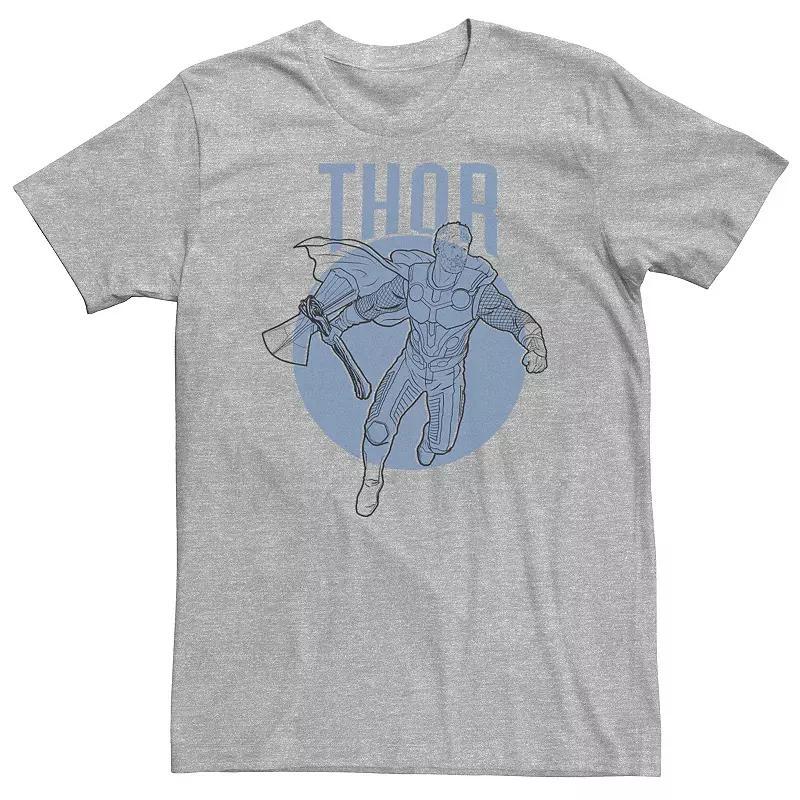 Big & Tall Marvel Avengers Endgame Thor Outline Poster Tee, Men's, Size: Large Tall, Athletic Grey Product Image