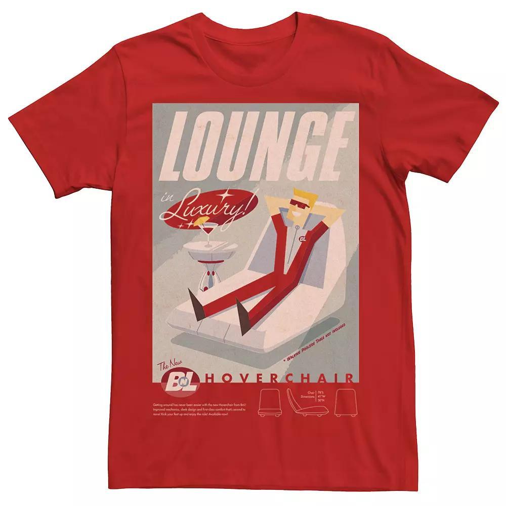 Disney / Pixar's WALL-E Men's Lounge In Luxury Hoverchair Poster Tee, Size: XL, Red Product Image