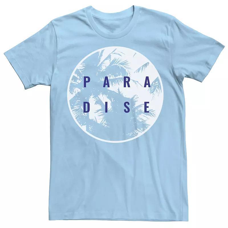 Men's Paradise Palm Tree Poster Circle Graphic Tee, Size: XXL, Light Blue Product Image