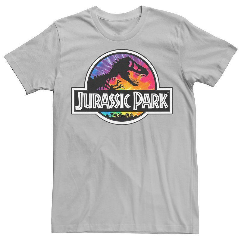Men's Jurassic Park Tie Dye Classic Logo Graphic Tee, Size: XXL, Silver Product Image