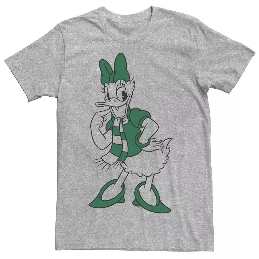 Disney's Daisy Duck Men's Green Christmas Outline Tee, Size: Medium, Athletic Grey Product Image