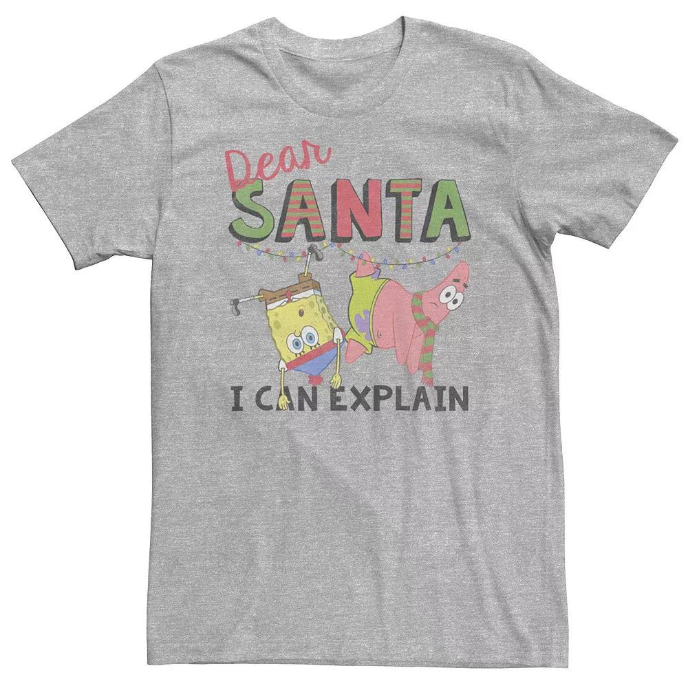Big & Tall Nickelodeon SpongeBob SquarePants "Dear Santa I Can Explain" Tee, Men's, Size: 3XL, Athletic Grey Product Image