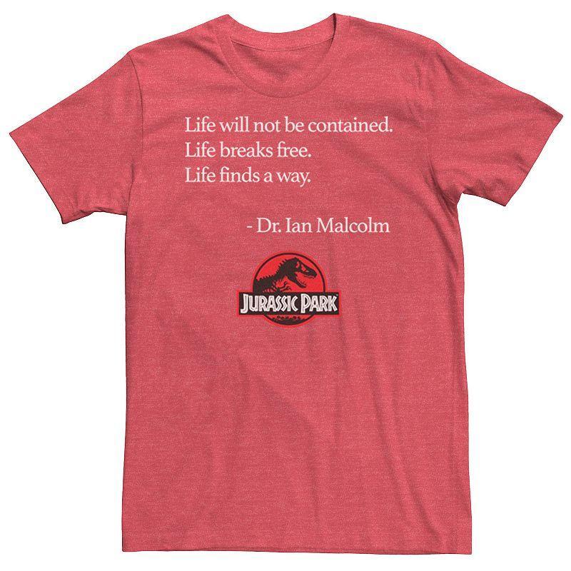 Men's Jurassic Park Life Finds A Way Quote Tee, Size: Medium, Red Grey Product Image