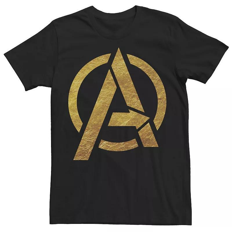 Men's Marvel Avengers Gold Foil Chest Logo Tee, Size: XXL, Black Product Image