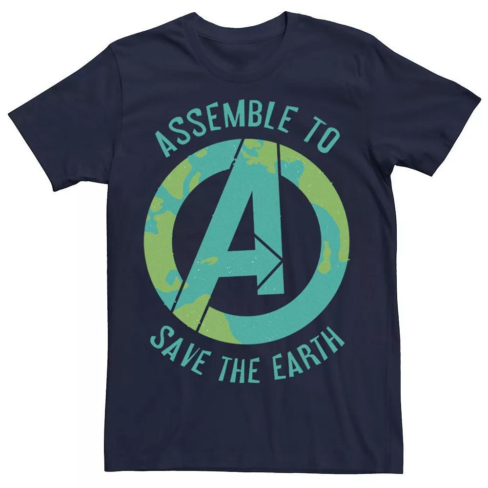 Mens Marvel Earth Day Avengers Assemble To Save The Earth Tee Blue Product Image