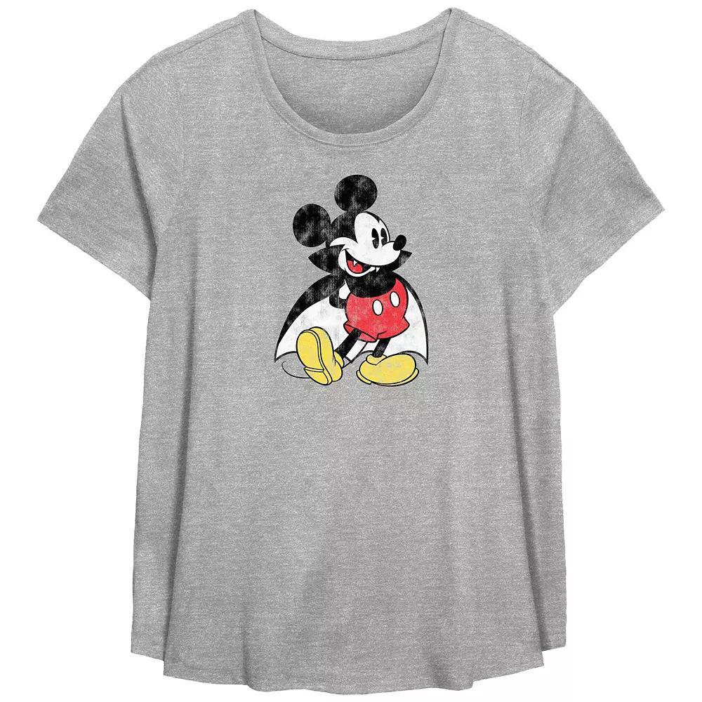 Disney's Mickey Mouse Vampire Plus Size Flowy Graphic Tee, Women's, Size: 4XL, Grey Gray Product Image
