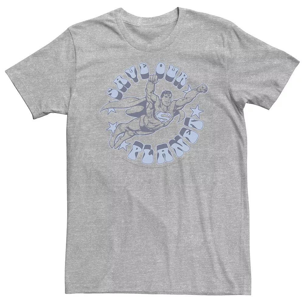 Big & Tall DC Comics Superman Save Our Planet Circle Text Poster Tee, Men's, Size: XXL Tall, Athletic Grey Product Image