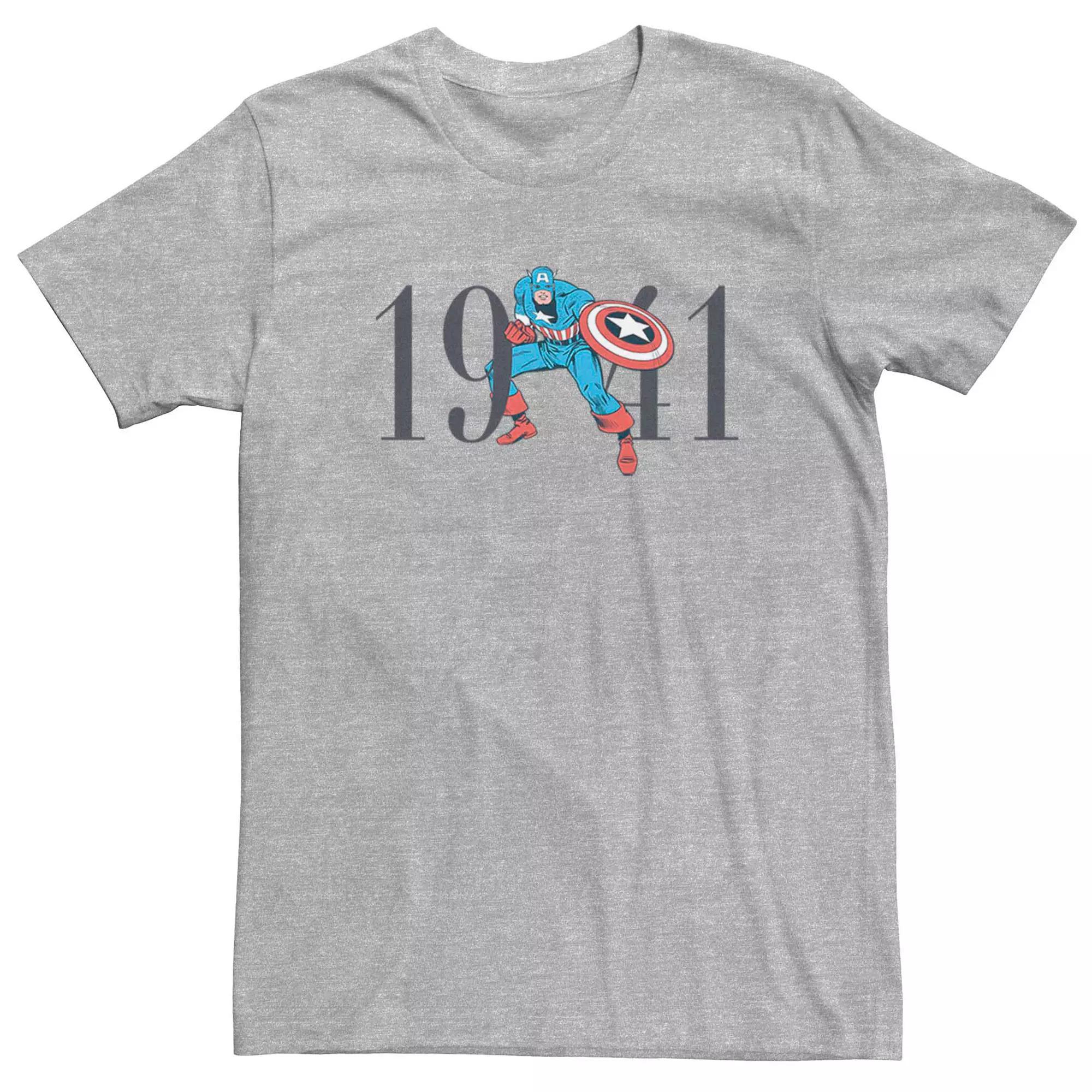 Men's Marvel Captain America 1941 Logo Tee, Size: XL, Athletic Grey Product Image