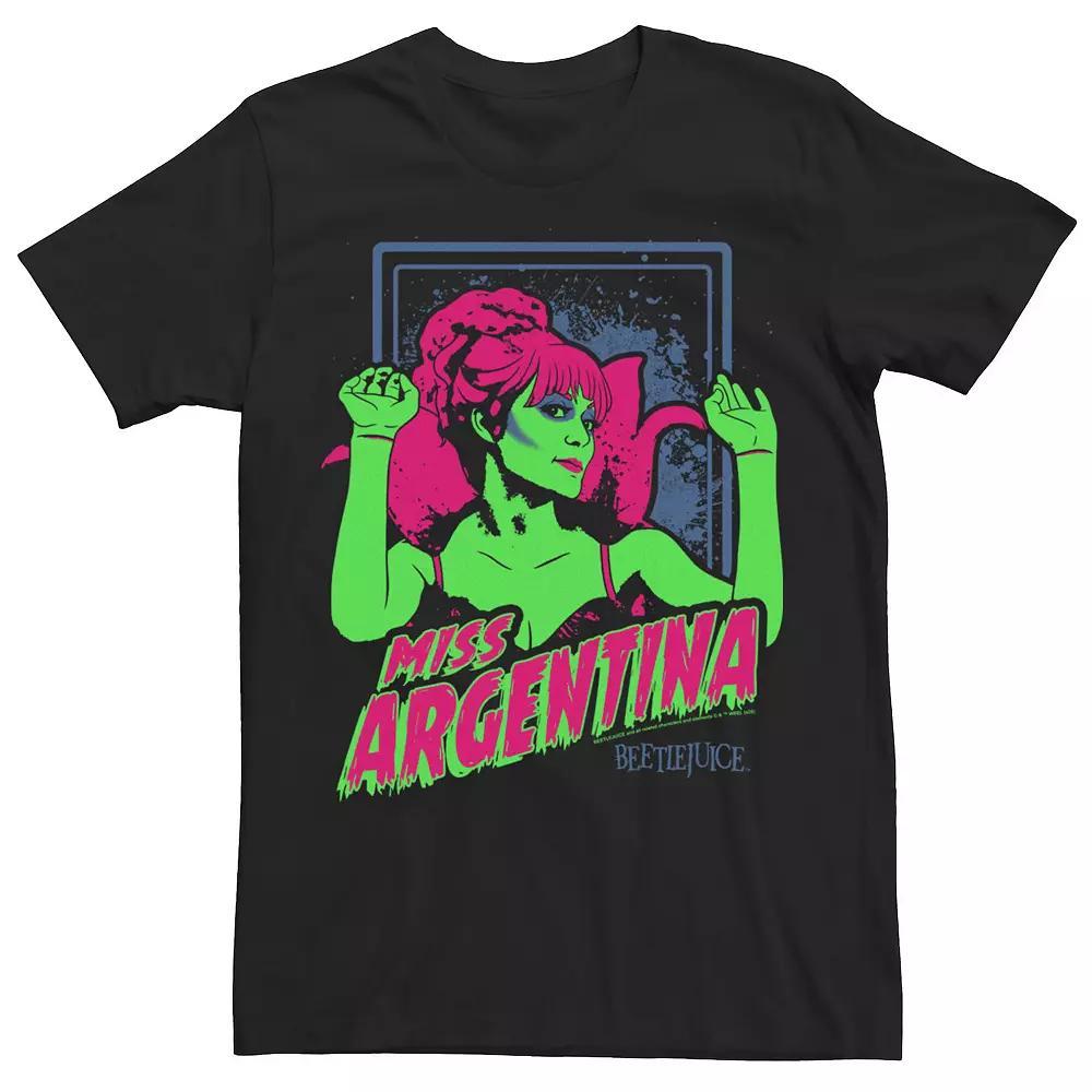 Men's Beetlejuice Miss Argentina Neon Poster Tee, Size: Medium, Black Product Image