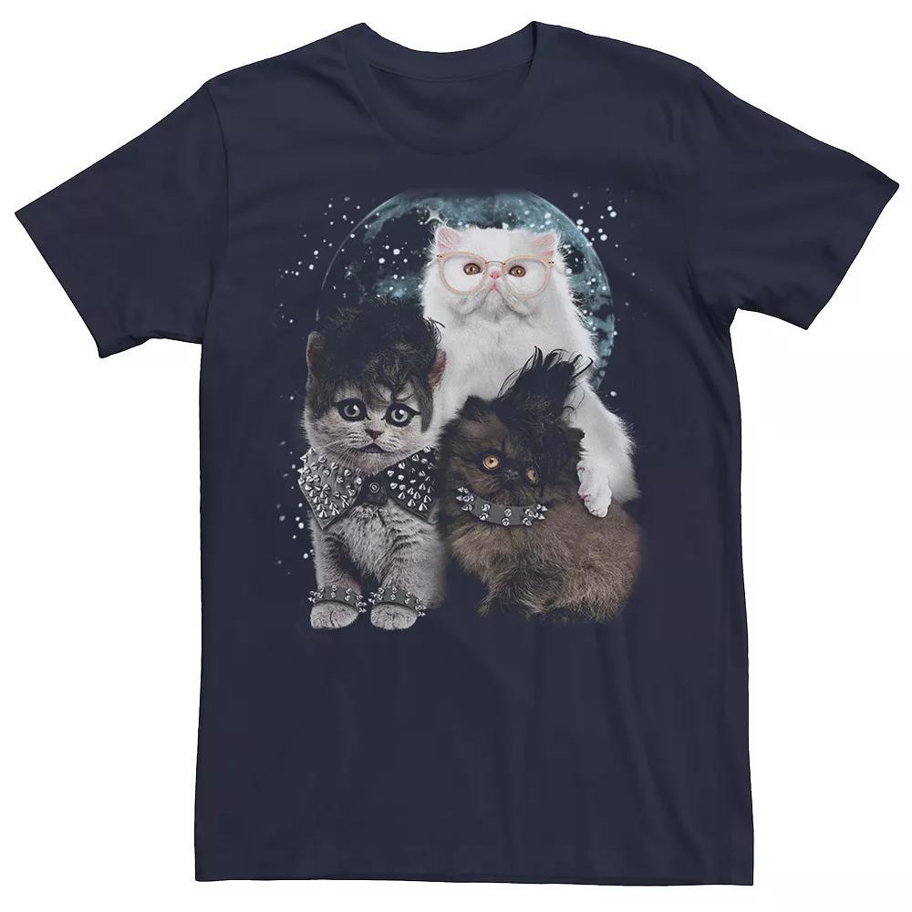 Men's Heavy Metal Cats In Space Graphic Tee, Size: Small, Blue Product Image