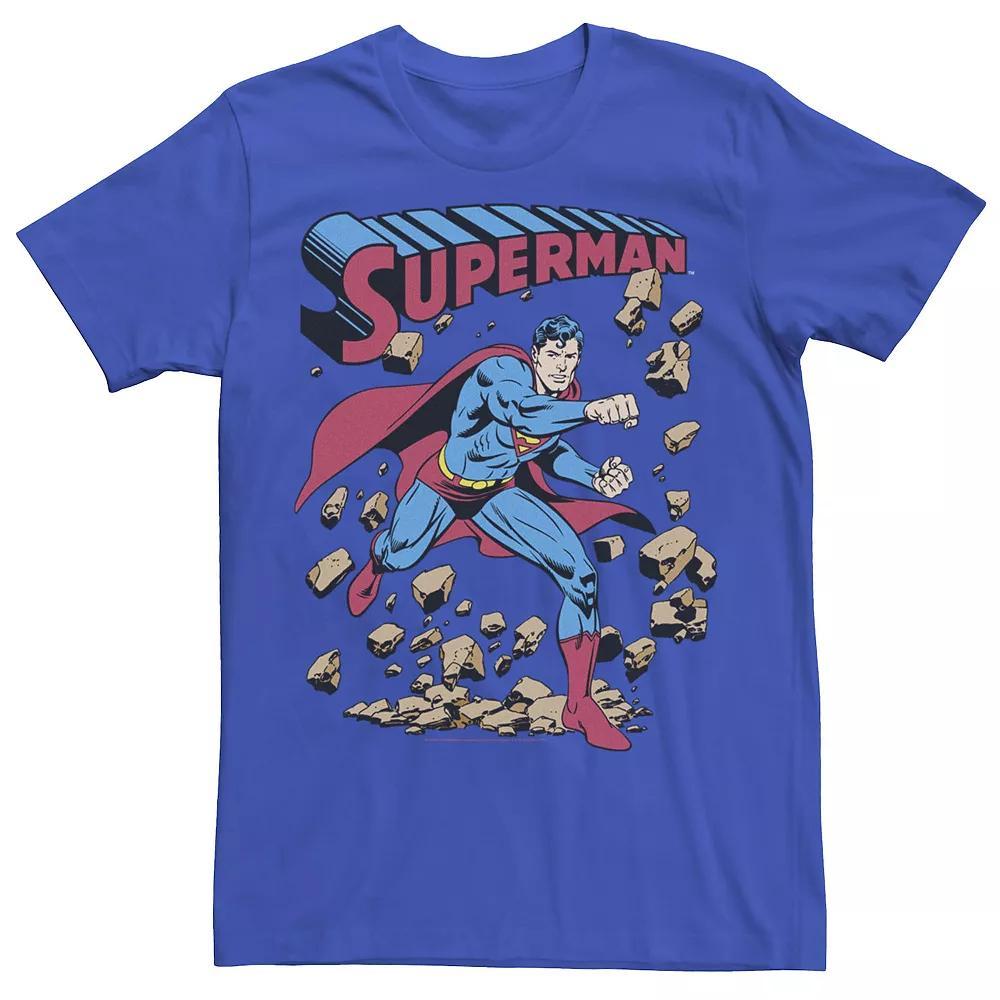 Young Men's DC Comics Superman Smash Rocks Vintage Poster Tee, Size: Medium, Royal Product Image