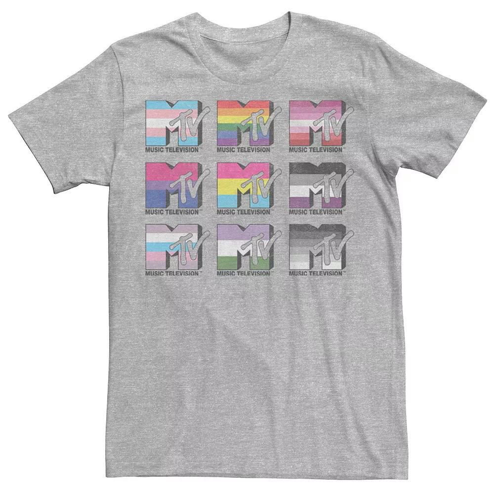 Men's MTV Music Television Pride Flag Logos Tee, Size: XL, Athletic Grey Product Image