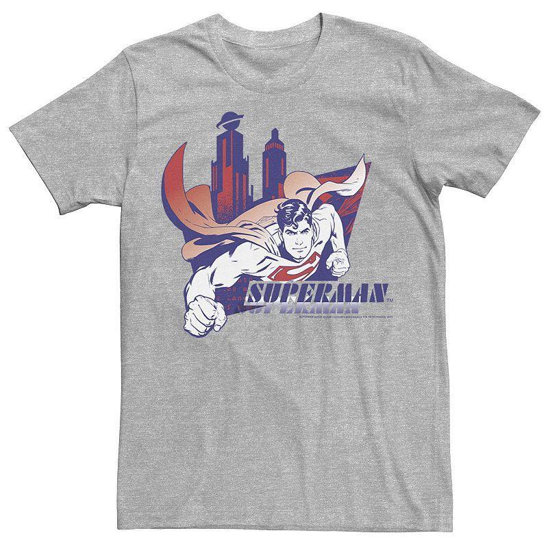Men's DC Comics Superman Daily Planet Skyline Flying Poster Tee, Size: XL, Athletic Grey Product Image