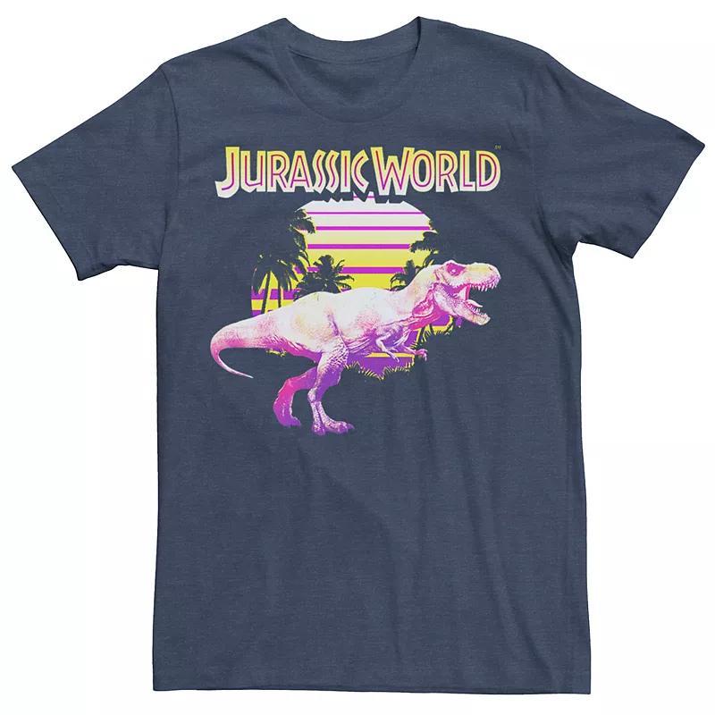 Men's Jurassic World Neon T-Rex Tee, Size: Medium, Navy Grey Product Image