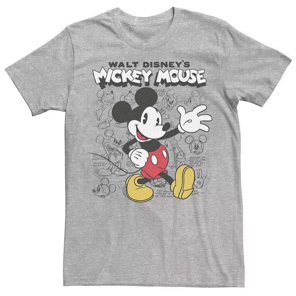 Disney's Mickey Mouse Classic Sketched Poster Men's Tee, Size: XXL, Athletic Grey Product Image