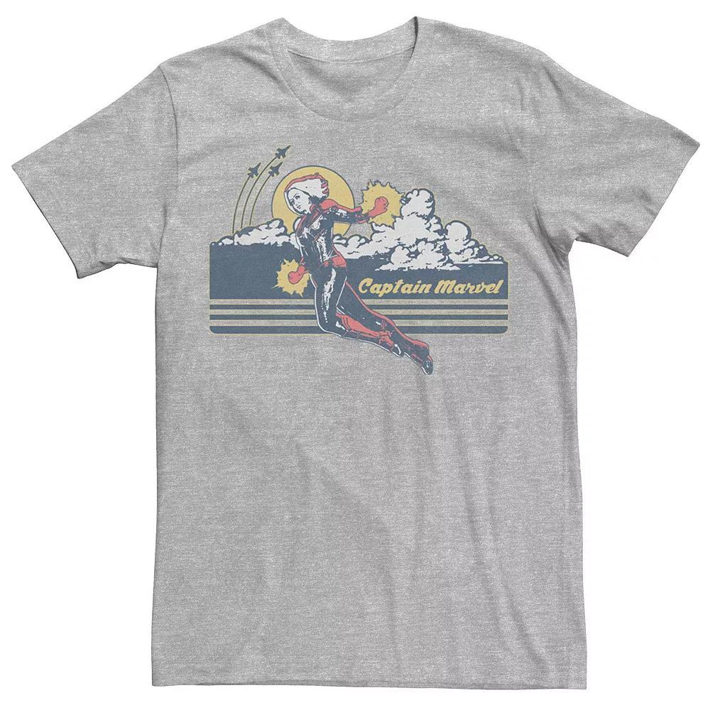 Men's Marvel Captain Marvel Retro Sunset Tee, Size: Large, Athletic Grey Product Image