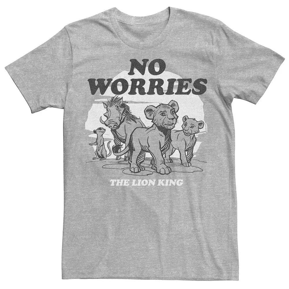 Disneys The Lion King Live Action Mens No Worries Group Shot Tee Athletic Grey Product Image