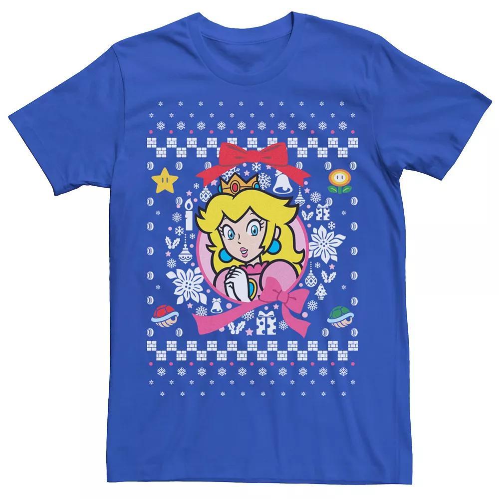 Men's Nintendo Super Mario Peach Classic Ugly Christmas Graphic Tee, Size: Small, Royal Product Image
