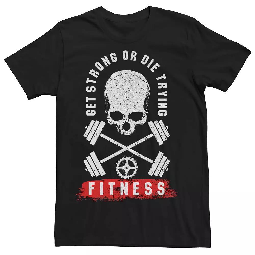 Men's Get Strong Or Die Trying Skull Graphic Tee, Size: Large, Black Product Image