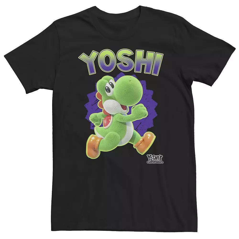 Big & Tall Nintendo Yoshi's Crafted World Side Run Cute Portrait Tee, Men's, Size: 3XL, Black Product Image