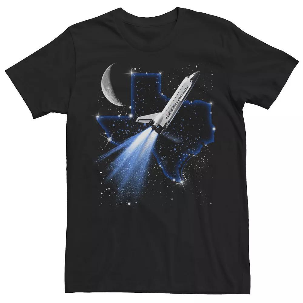 Men's Space Texas Rocket Launch Moon Stars Galaxy Graphic Tee, Size: XL, Black Product Image
