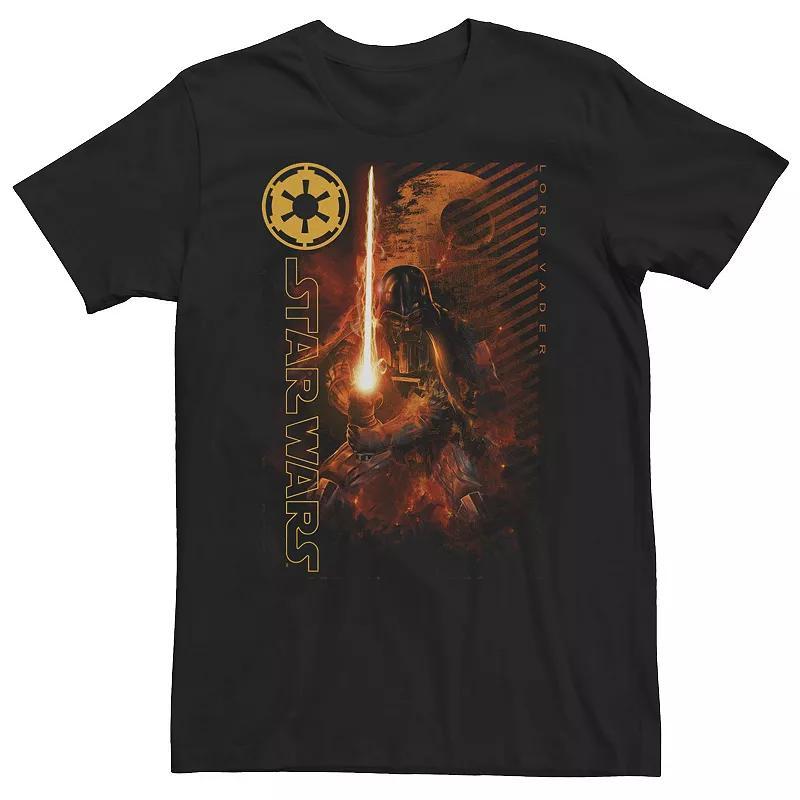 Big & Tall Star Wars Darth Vader Fire And Flames Tee, Men's, Size: 3XL Tall, Black Product Image