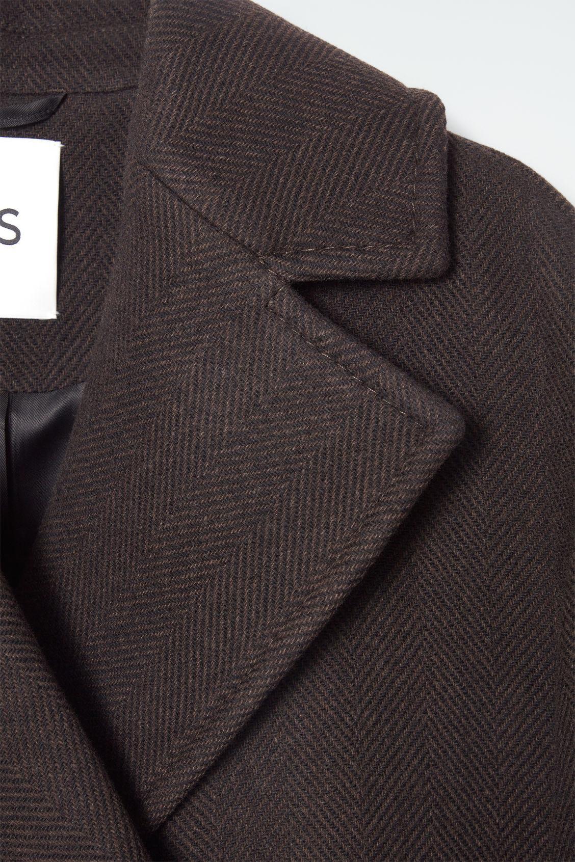 DOUBLE-BREASTED WOOL-HERRINGBONE COAT Product Image